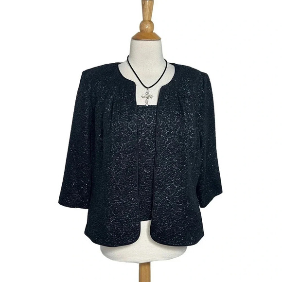 Alex Evenings XXL formal‎ black glittery tank & jacket Glittery Vintage Y2K NEW - Picture 1 of 11